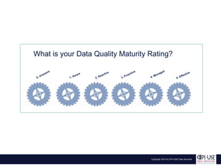 What is your Data Quality Maturity Rating? 
Copyright 2014 by EPI-USE Data Services 
 