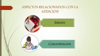 ASPECTOS RELACIONADOS CON LA
ATENCIÓN
Interés
Concentración
 