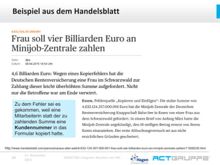 Beispiel aus dem Handelsblatt
10 12. Dezember 2015 DQM/IQM integraler Baustein von MS
http://www.handelsblatt.com/panorama...
