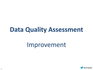 Data	Quality	Assessment
Improvement
21
@amrapaliz
 