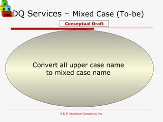 DQ Services –  Mixed Case (To-be) Convert all upper case name  to mixed case name  Conceptual Draft 