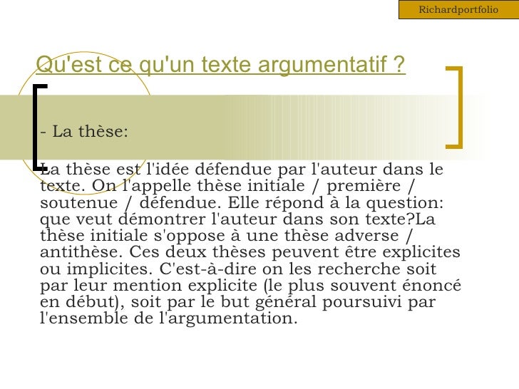La Thèse Et L Antithèse Dans Le Texte Argumentatif