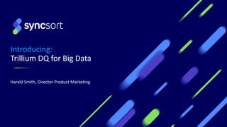 Introducing:
Trillium DQ for Big Data
Harald Smith, Director Product Marketing
 