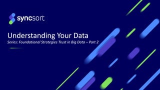Understanding Your Data
Series: Foundational Strategies Trust in Big Data – Part 2
 
