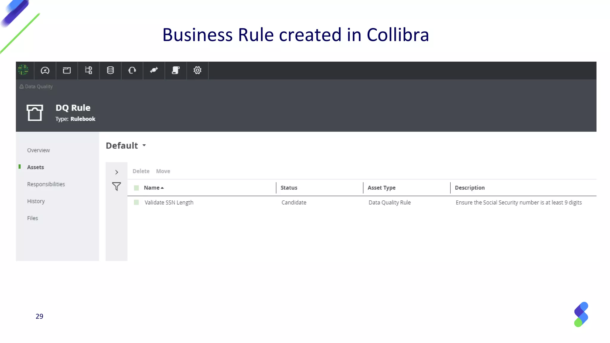 29
Business Rule created in Collibra
 