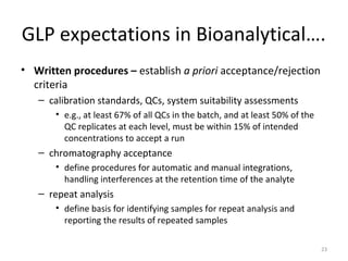 GLP in Bioequivalence Studies | PPT