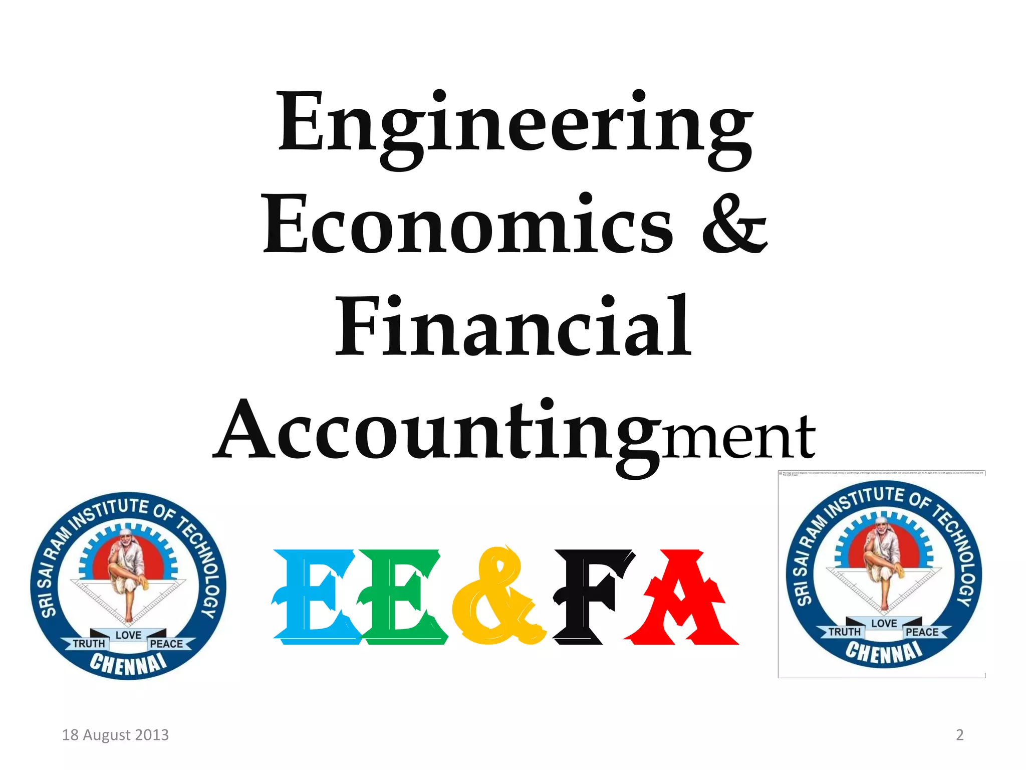 Engineering
Economics &
Financial
Accountingment
Ee&fa
218 August 2013