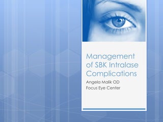 Management
of SBK Intralase
Complications
Angela Malik OD
Focus Eye Center

 