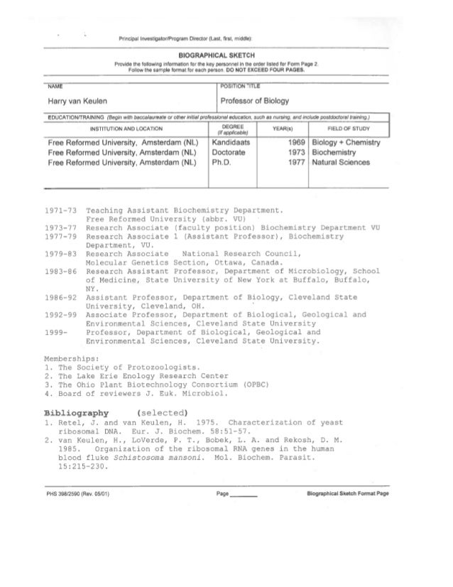 2002 Resume Of Dr Harry Van Keulen Academic Lab Advisor