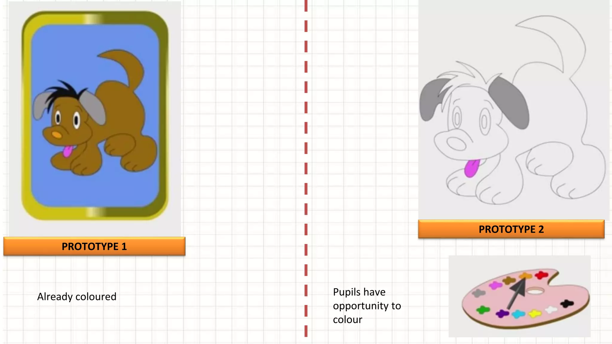68
PROTOTYPE 1
PROTOTYPE 2
Already coloured Pupils have
opportunity to
colour
 
