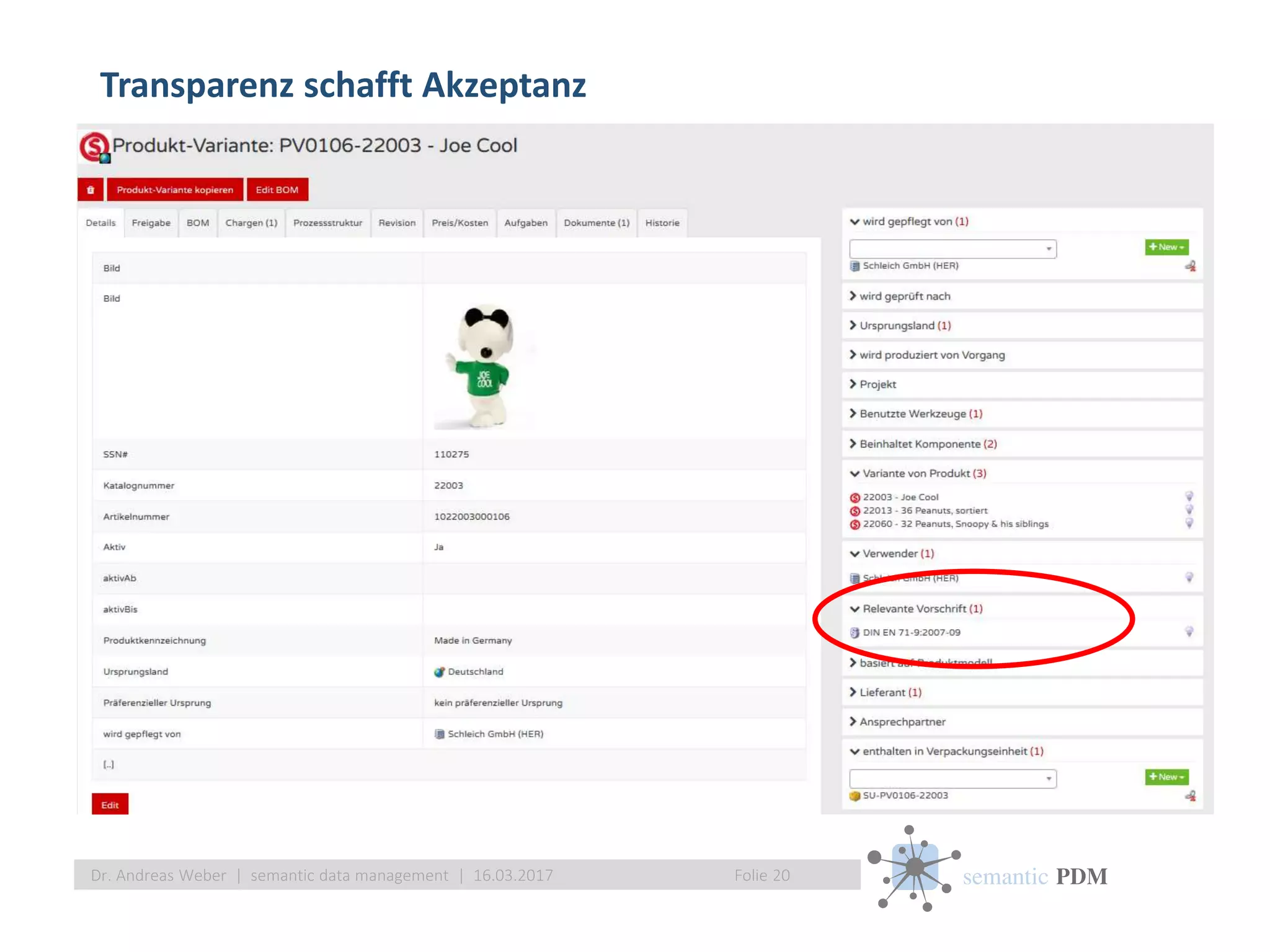 semantic PDM
Transparenz schafft Akzeptanz
Folie 20Dr. Andreas Weber | semantic data management | 16.03.2017
 