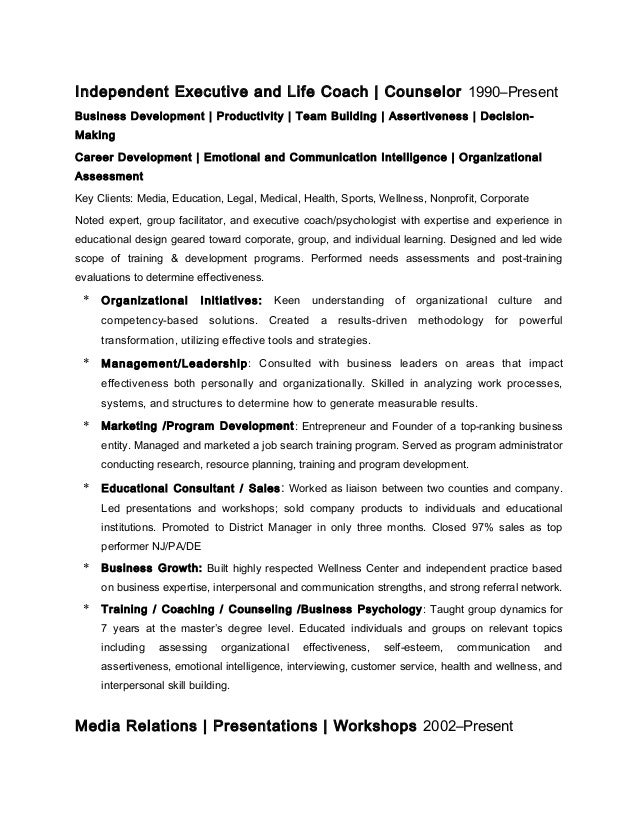 life coach resume
