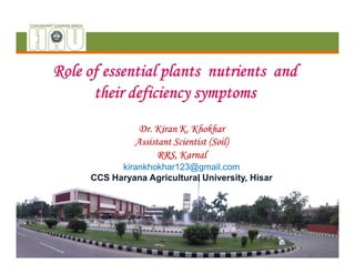 Dr. Kiran K. Khokhar
Assistant Scientist (Soil)Assistant Scientist (Soil)
RRS, Karnal
kirankhokhar123@gmail.com
CCS Haryana Agricultural University, Hisar
 
