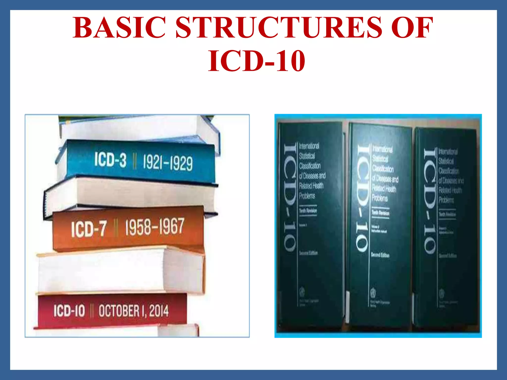 BASIC STRUCTURES OF
ICD-10
 