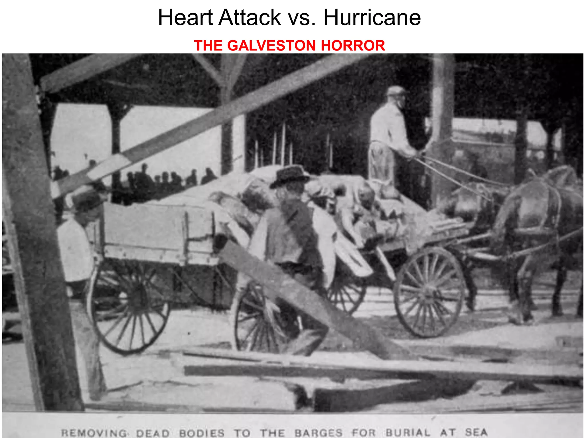 Heart Attack vs. Hurricane
THE GALVESTON HORROR
 