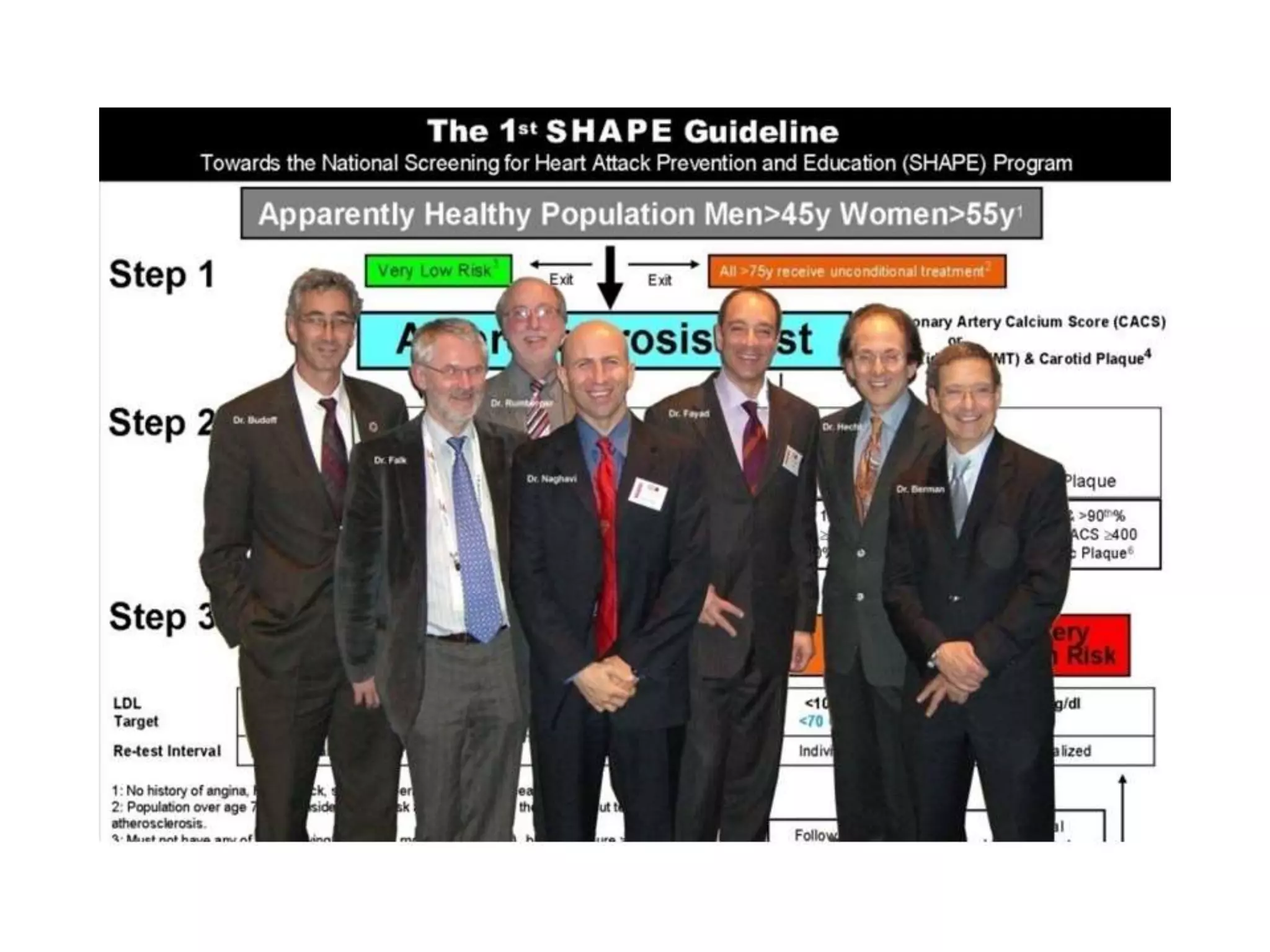 The Writing Sub-Committee of the SHAPE Task Force (left to right): Drs Budoff, Falk, Rumberger, Naghavi,
Fayad, Hecht, and Berman
 