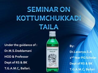 By:
Dr.Lavanya.S.A
2ndYear PG Scholar
Dept of RS & BK
T.G.A.M.C, Ballari
Under the guidance of :
Dr.M.S.Doddamani
HOD & Professor
Dept of RS & BK
T.G.A.M.C, Ballari.
 