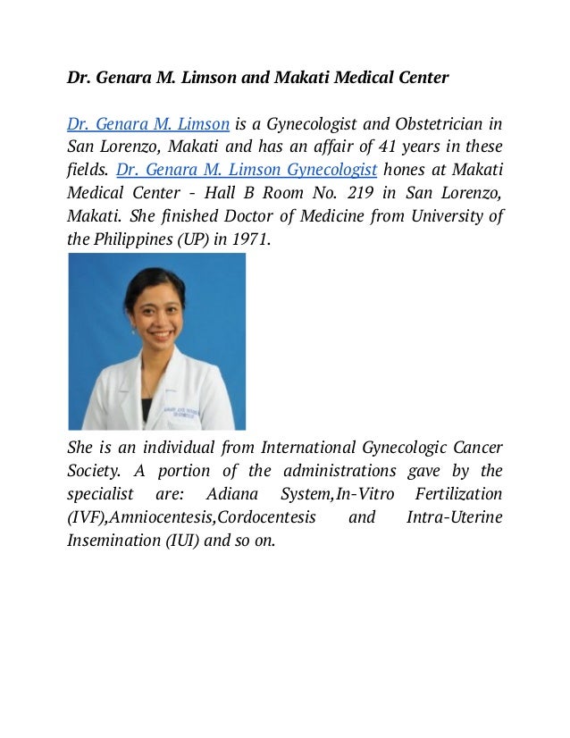 Dr Genara M Limson And Makati Medical Center