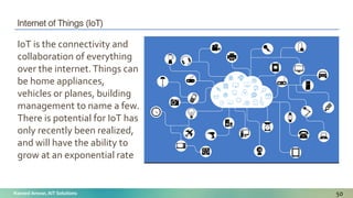 Naveed Anwar, AIT Solutions
Internet of Things (IoT)
50
IoT is the connectivity and
collaboration of everything
over the internet.Things can
be home appliances,
vehicles or planes, building
management to name a few.
There is potential for IoT has
only recently been realized,
and will have the ability to
grow at an exponential rate
 