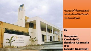 By
Deepanker
Kaushal(44)
Ekankita Agarwalla
(50)
Gulrukh Nasim(59)
Analysis Of Pharmaceutical
Industry BasedOn Porter’s
Five Forces Model
 