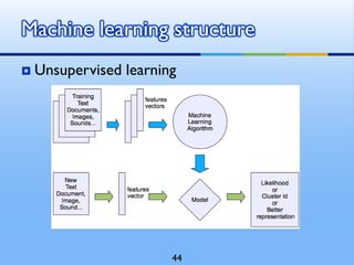  Unsupervised learning
Machine learning structure
44
 