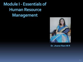 1–1
Module I - Essentials of
Human Resource
Management
Dr. Jhansi Rani M R
 