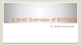 A Brief Overview of BOTOX®
Dr. Stefan Kieserman
 