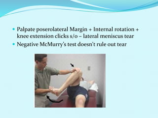 Palpation Rotation Test Dr. Aditya shrimal sir ppt knee examination | PPTX