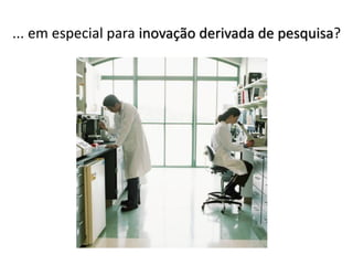 ... em especial para inovação derivada de pesquisa?
 