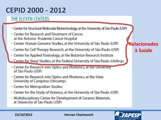 23/10/2012 Hernan Chaimovich
CEPID 2000 - 2012
Relacionados
à Saúde
 