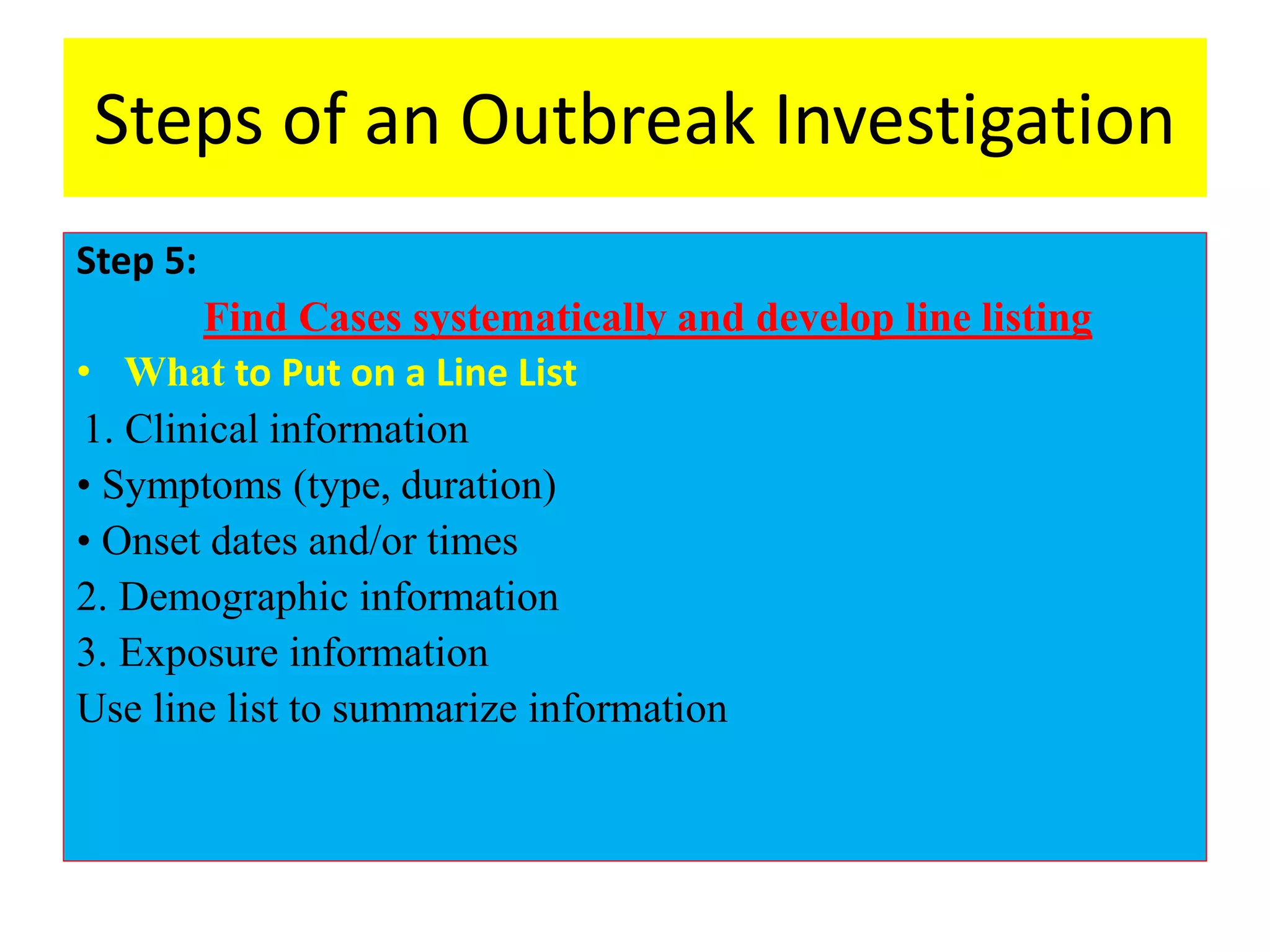 Outbreak investigation ppt | PPTX