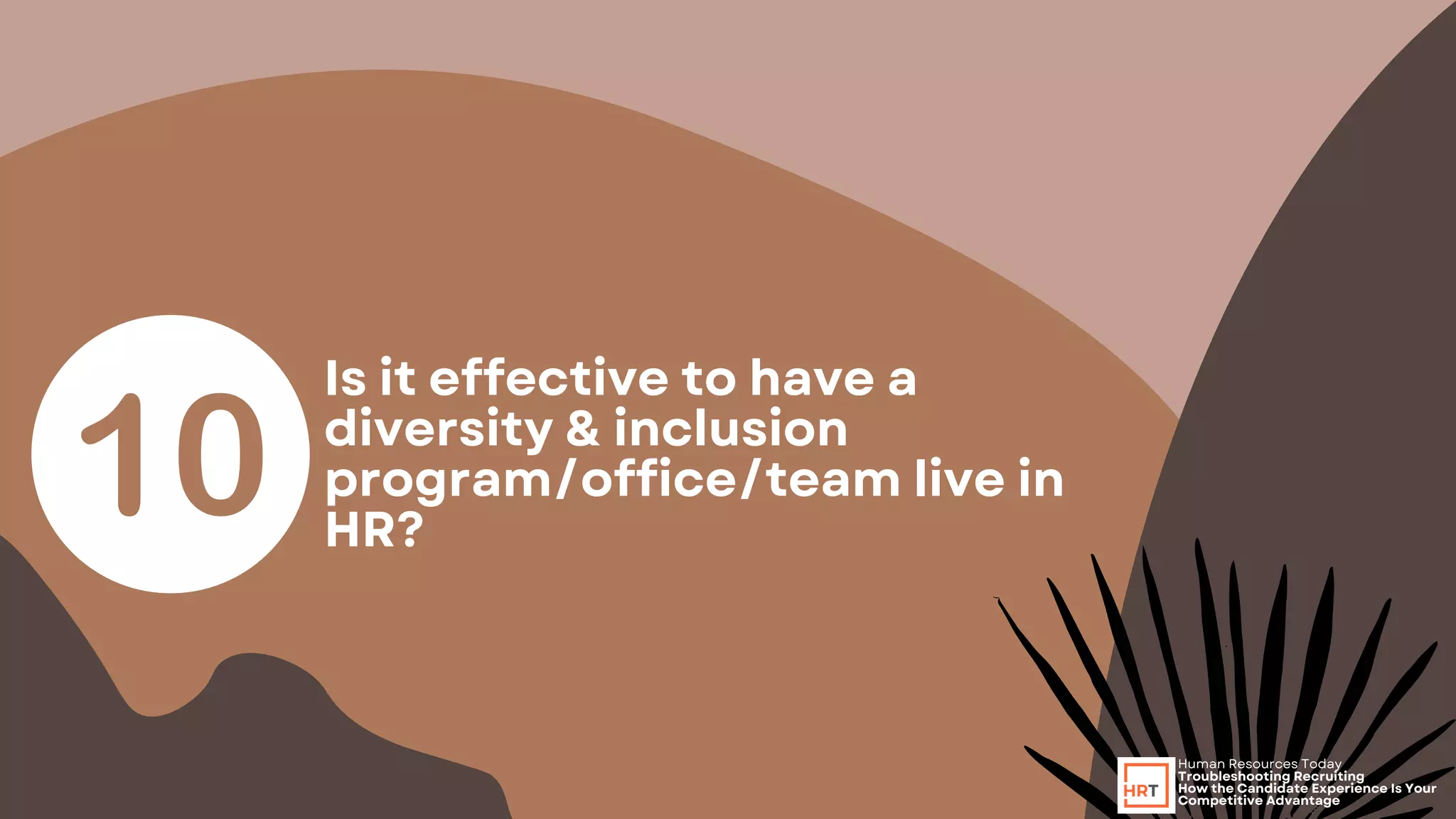 Is it effective to have a
diversity & inclusion
program/office/team live in
HR?
Human Resources Today
Troubleshooting Recruiting
How the Candidate Experience Is Your
Competitive Advantage
 