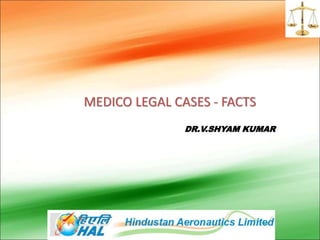 MEDICO LEGAL CASES - FACTS
DR.V.SHYAM KUMAR
 