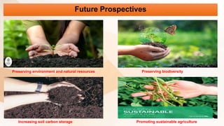 Future Prospectives
Promoting sustainable agriculture
Preserving environment and natural resources Preserving biodiversity
Increasing soil carbon storage
 