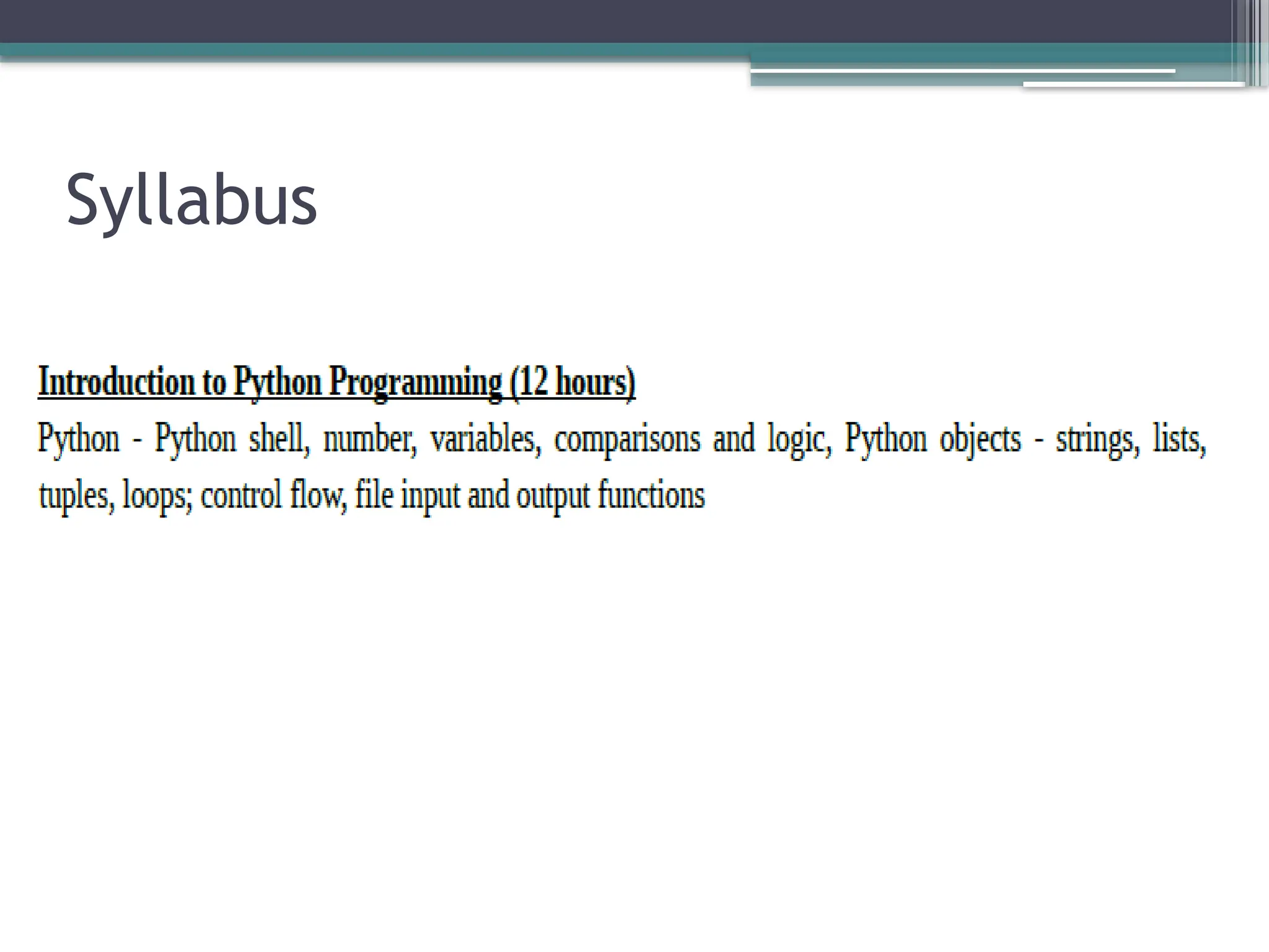 Syllabus
 