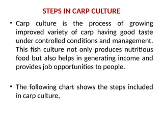 CARP CULTURE BY DR. DEVENDRA KUMAR GOYAL | PPTX