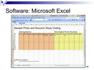 Software: Microsoft Excel
70
 