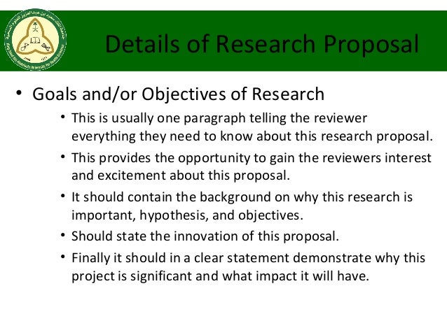 Objectives in a research proposal