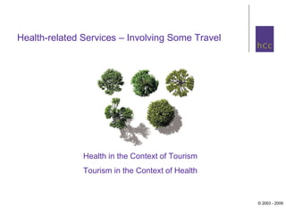 Health-related Services – Involving Some Travel Health in the Context of Tourism Tourism in the Context of Health 