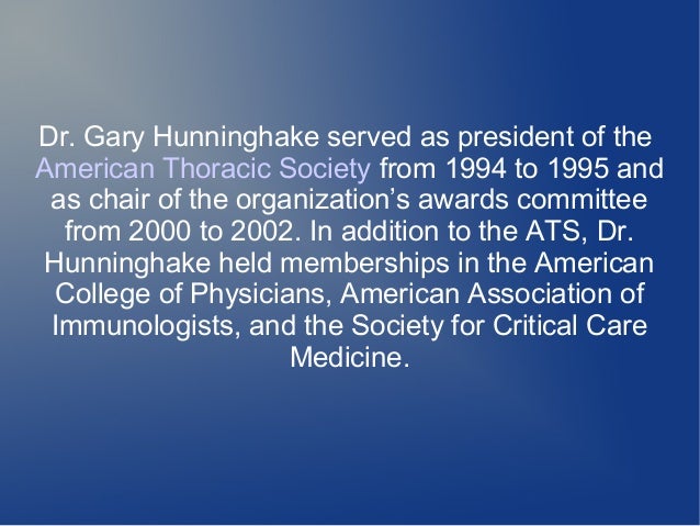 dr gary hunninghake american thoracic society announces dates for 2 gary hunninghake