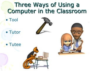 Three Ways of Using a Computer in the Classroom Tool Tutor Tutee 