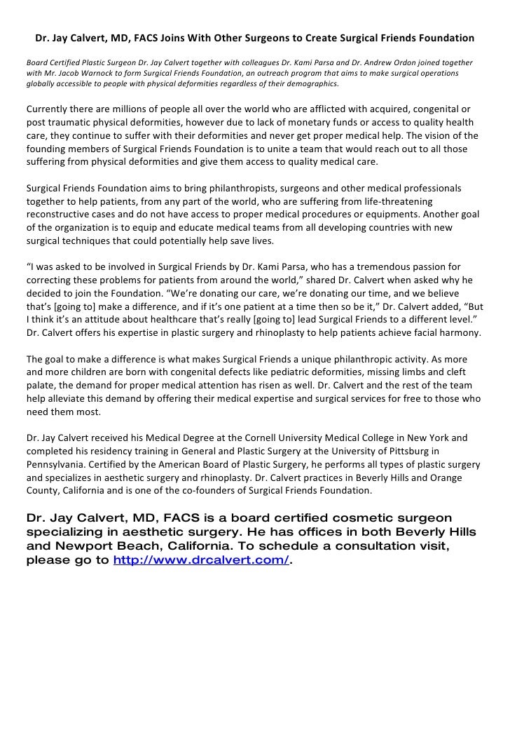 dr jay calvert md facs joins with other surgeons to create surgica jay calvert md