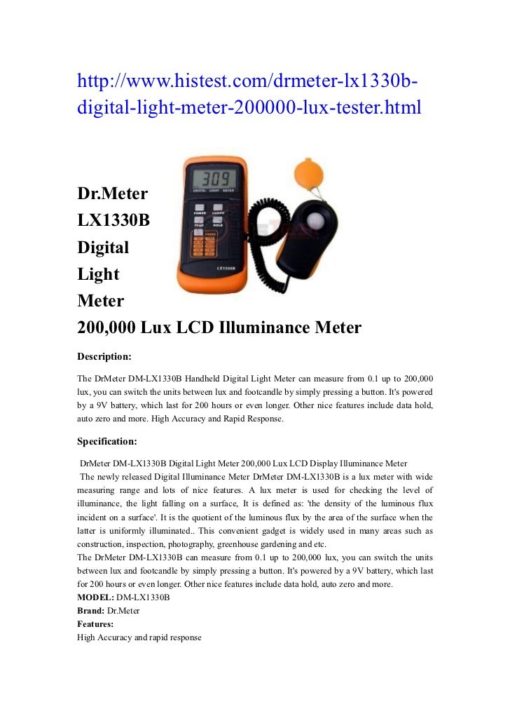 Dr.meter lx1330 b digital light meter Review