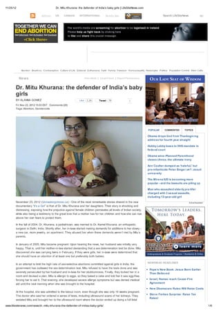 Dr. Mitu Khurana: The Defender of Baby Girls