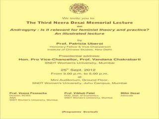 Dr. neera desai memorial lecture by Prof. Paricia Oberoion 25 9-2012