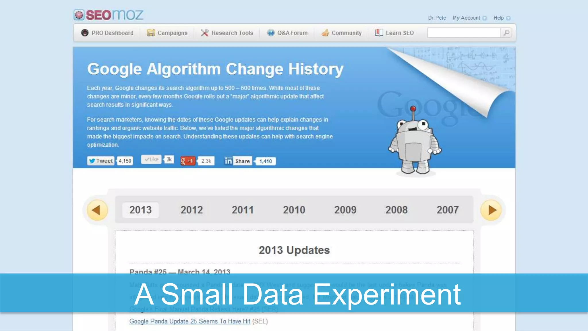A Small Data Experiment
