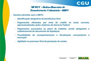 SICONV - Ordem B ancária de
Transferência Voluntária - OBTV
 