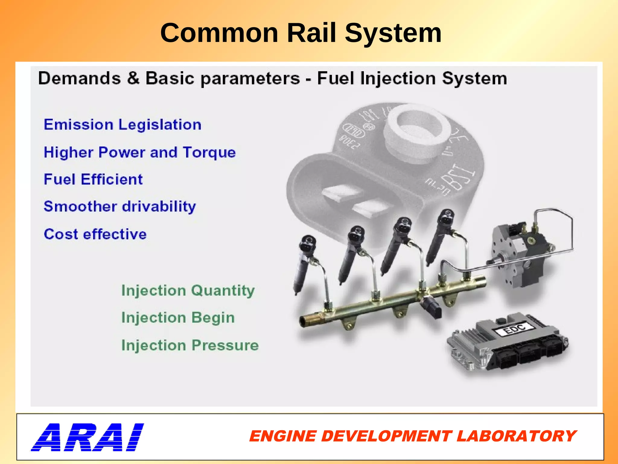 Common Rail System




     ENGINE DEVELOPMENT LABORATORY
                                10
 