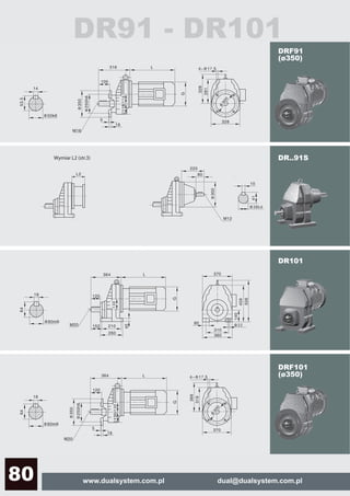 www.dualsystem.com.pl dual@dualsystem.com.pl80
DRF91
(ø350)
DR..91S
DR101
DRF101
(ø350)
Wymiar L2 (str.3)
DR91 - DR101
 