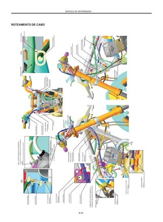 SERVIÇO DE INFORMAÇÃO
ROTEAMENTO DE CABO
8-25
Nota:
O
torque
de
aperto
da
contraporca:
1,3-2,2
N
•
m.
A
altura
é
0,5-2,0
mm
após
o
aperto.
Chicote
de
fiação
Cabo
de
embreagem
anel
de
guia
Cabo
de
embreagem
Parafuso
flangeado
Cabo
do
acelerador
I
Cabo
de
aceleração
II
Guiador
esquerdo
interruptor
de
fio
Cabo
de
embreagem
Guiador
esquerdo
interruptor
de
fio
Cabo
de
embreagem
anel
de
guia
Nota:
O
torque
de
aperto
da
porca:
1,3-2,2
N
•
m.
A
folga
é:
0,5-2,0
mm
após
o
aperto.
Mangueira
do
freio
Cabo
de
embreagem
Cabo
de
embreagem
anel
de
guia
Parafuso
flangeado
Mangueira
do
freio
Guiador
direito
interruptor
de
fio
Cabo
do
acelerador
I
Anel
guia
soldado
Cabo
do
acelerador
I
Cabo
de
aceleração
II
Parafuso
flangeado
Cabo
de
embreagem
Parafuso
flangeado
Cabo
de
embreagem
anel
de
guia
Cabo
de
aceleração
II
Anel
guia
da
embreagem
Chicote
de
fiação
A
folga
entre
a
porca
de
ajuste
e
a
contraporca
deve
estar
dentro
de
um
passo
de
rosca.
Freio
mangueira
Torque
de
aperto:
4-5
N
•
m
Anel
guia
soldado
Cabo
de
embreagem
Suporte
do
cabo
da
embreagem
Cabo
de
embreagem
Torque
de
aperto:
4-5
N
•
m
 